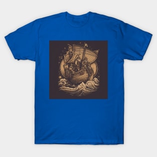 Viking Raiders on Longships T-Shirt